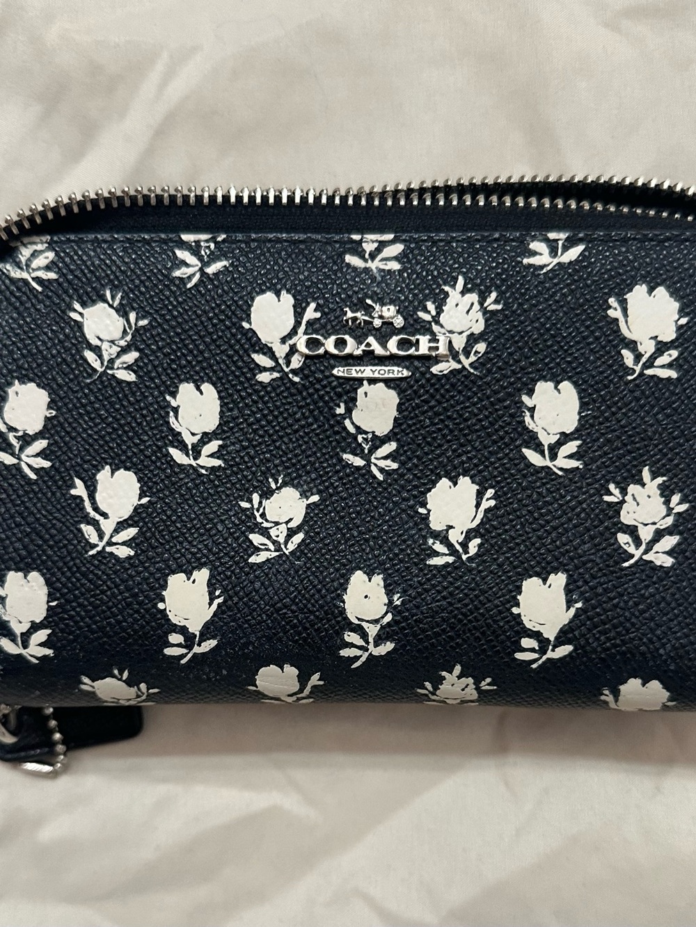 Coach Black Floral Zip Wallet